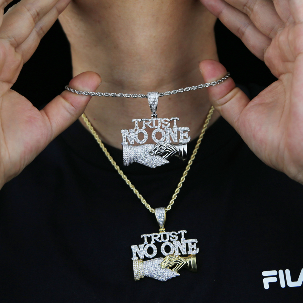 Hip Hop TopBling Mens Street Rap Jewelry Pendant Necklace Full 5A Zircon 18k Real Gold Plated