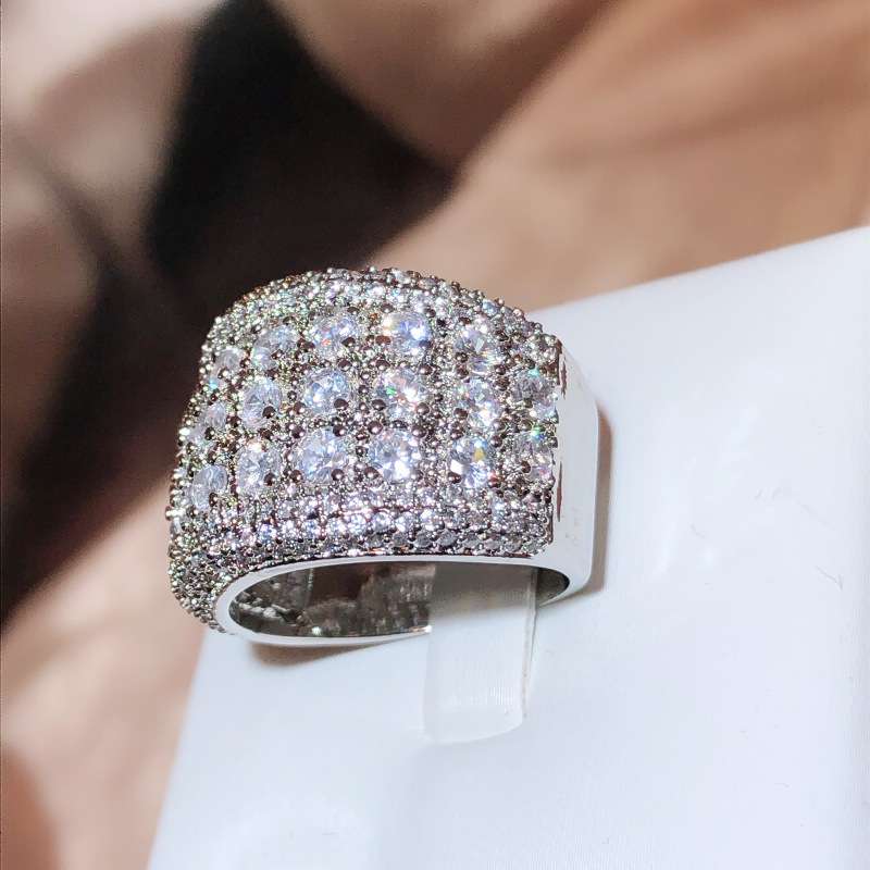 Micro Pave Lab Diamond Ring 925 Sterling silver Engagement Wedding Band Rings for Women Bridal Birthday Party Jewelry Gift