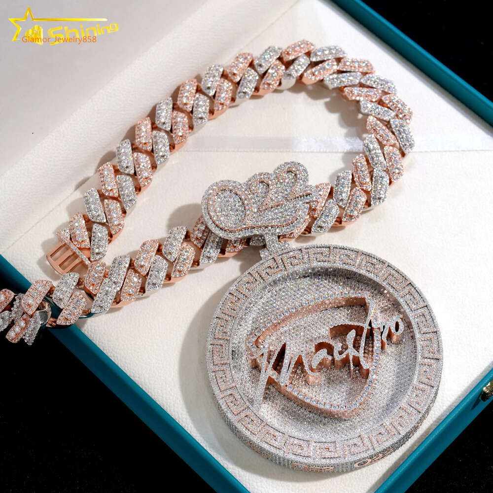 Custom pendant Trendy Jewelry Sterling Sier Iced Out Cuban Chain Hip Hop Necklace Moissanite Pendant
