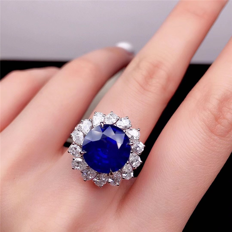 Round Sapphire Chocker Necklace 925 Sterling Silver Diamond Wedding Pendants Necklace For Women Bridal Party Jewelry