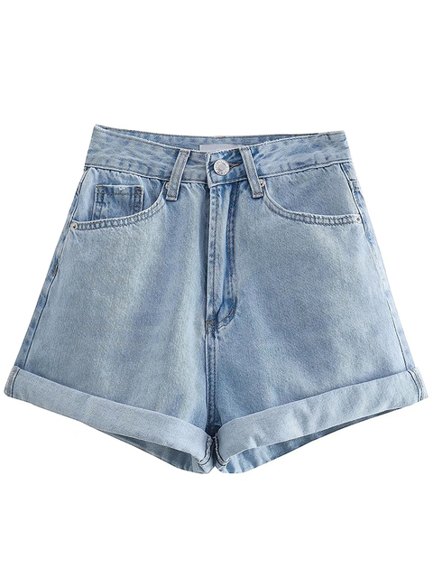 Women's Shorts Aachoae Summer Casual Solid Color Denim Shorts Women High Waits Zipper Fly Pants Ladies Fashion Chic Shorts Mujer Pantalon 230503
