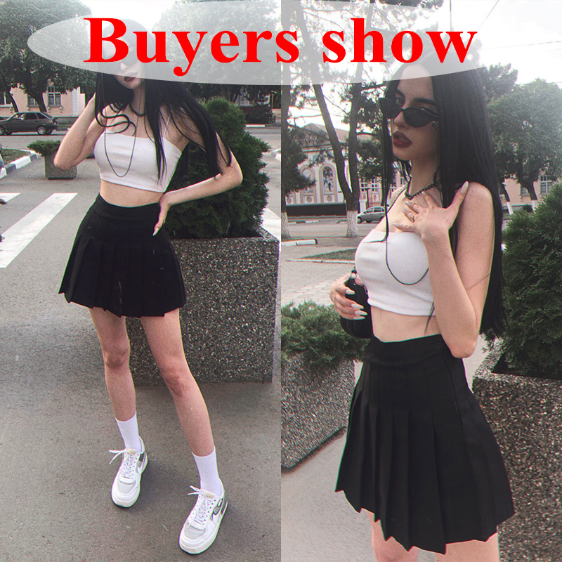 Skirts Lucifer Solid Pleated Skateboard Women's Fashion High Waist Prep Style Mini Skateboard Women's Korean Fashion Street A-line Skateboar