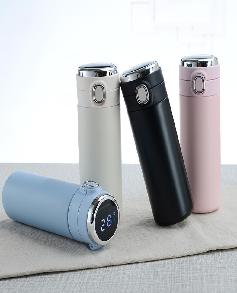 Smart Kids Stainless Steel Pea Thermos Tumbler Water Bottle Temperature Display Bounce Lid Vacuum Flask Coffee Cup Sublimation Bla