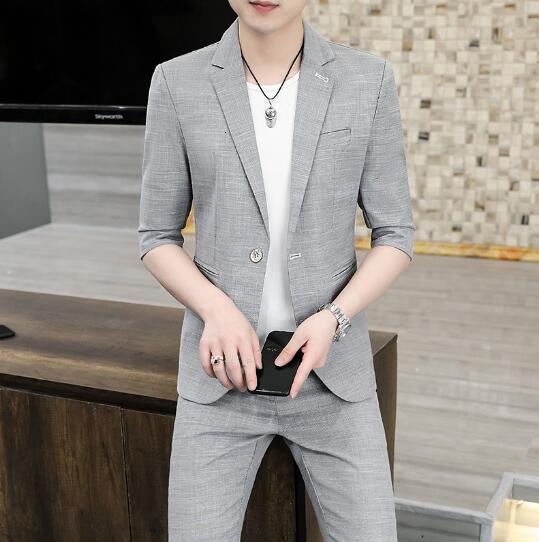 Men's Suits Blazers Spring Men's Casual Slim Fit Set Coat Long Sleeve Thin Top 230406