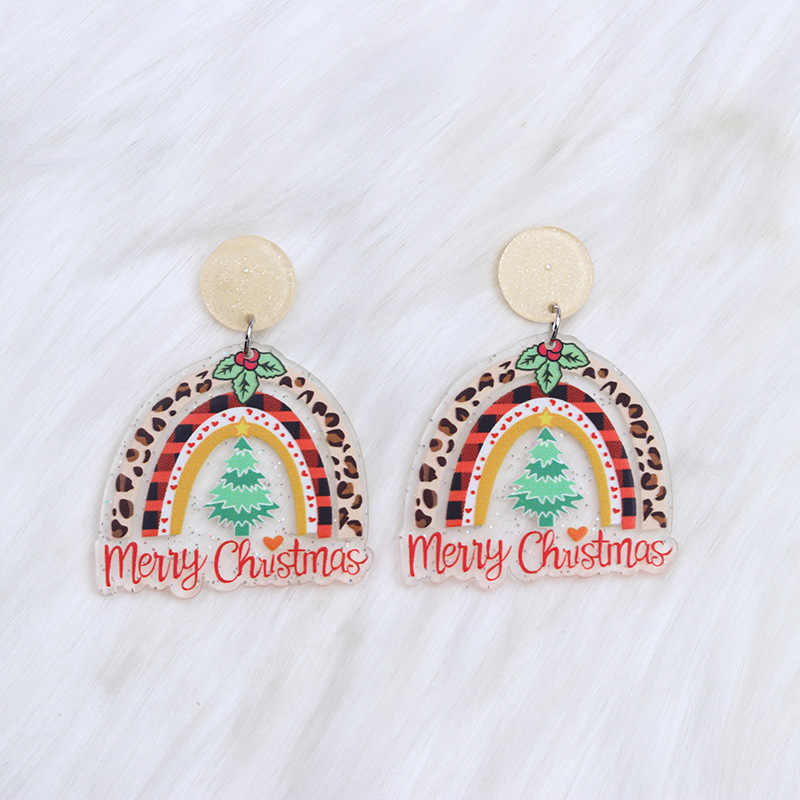 Christmas Charm Stud Earrings for Women Red Green Fashion Geometric Design Coconut Tree Heart HOHOHO Letter Grinch Santa Claus Drop Dangle New Year Xm