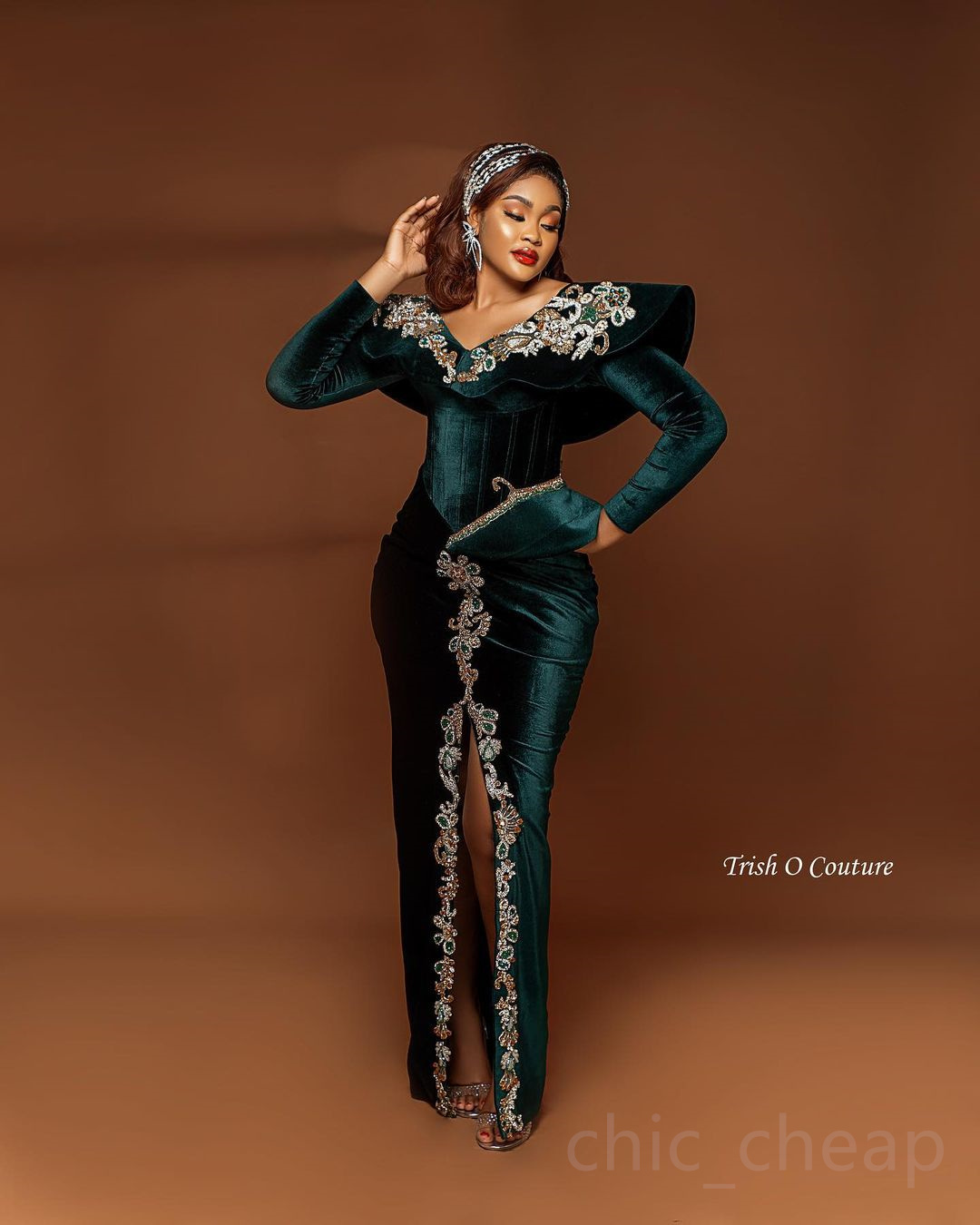 2023 Arabic Aso Ebi Lace Beaded Prom Dress Dark Green Sheath Evening Formal Party Second Reception Birthday Engagement Gowns Dresses Robe De Soiree ZJ