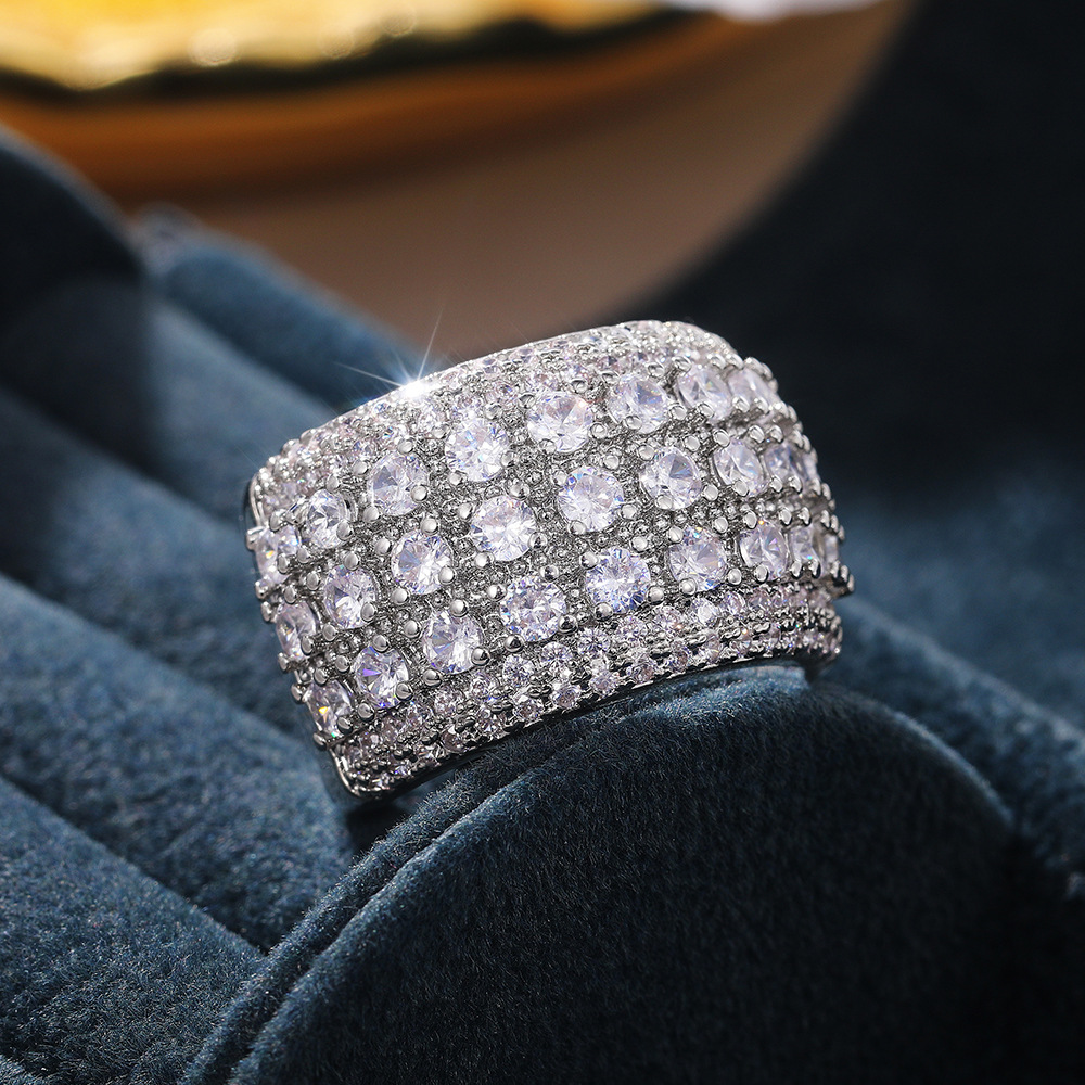 Micro Pave Lab Diamond Ring 925 Sterling silver Engagement Wedding Band Rings for Women Bridal Birthday Party Jewelry Gift