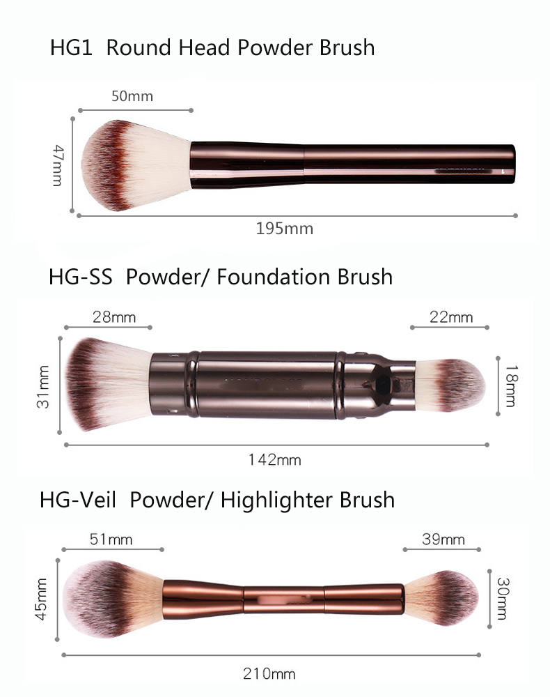 Hourgla Makeup Brushes Sculpting Loose Powder Foundation Blush Contour Eyelash Shadow Concealer EyeLiner Metal Handle Brush