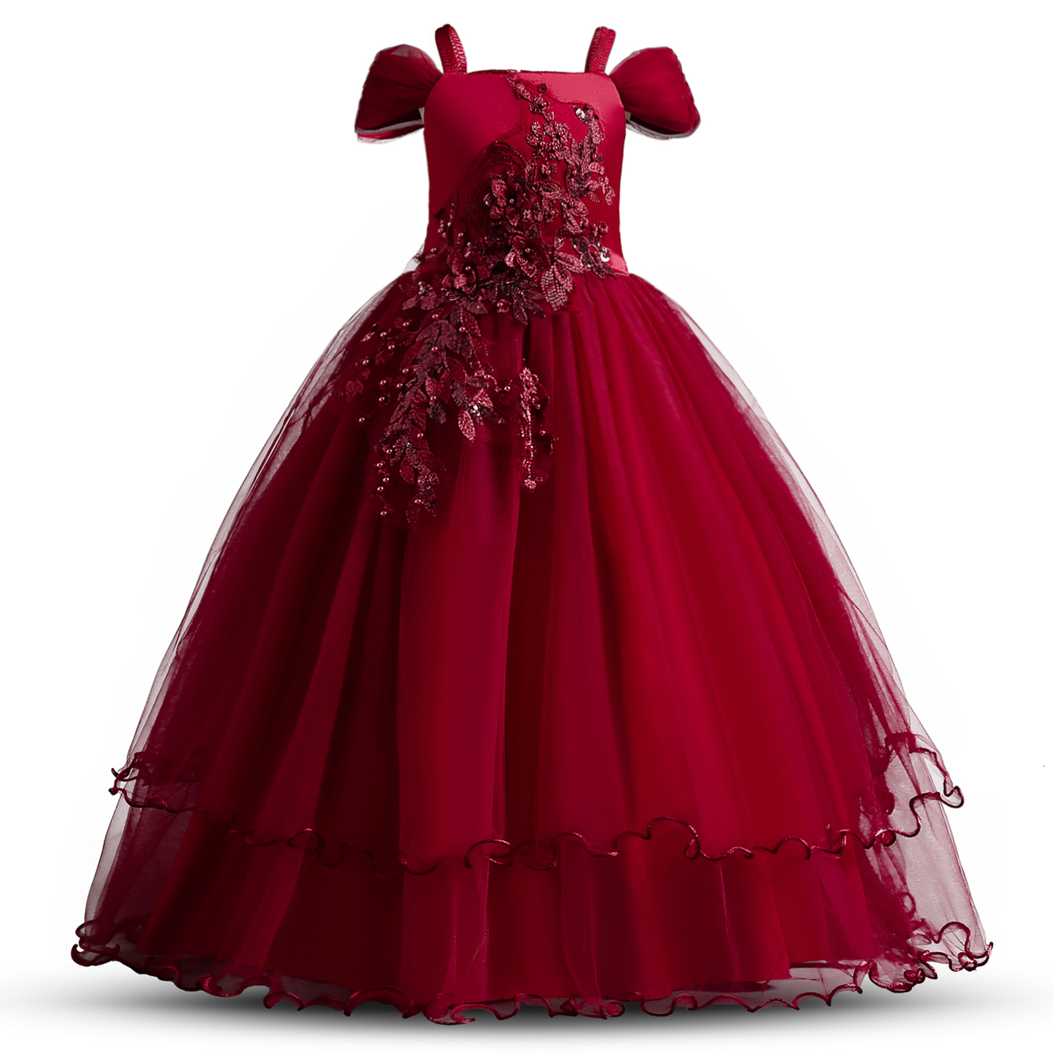 Girls Dresses Kid Wedding for Elegant Flower Princess Long Gown Baby Girl Christmas Dress vestidos infantil Size 6 12 14 Years 230406