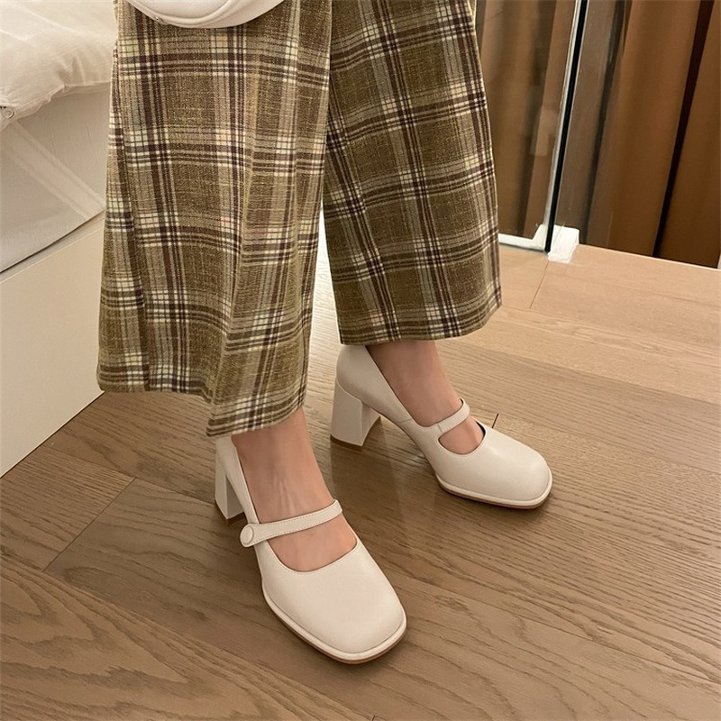 Dress for High Round Toe with Chunky New Mary Jane Shoes Heels Women 230404