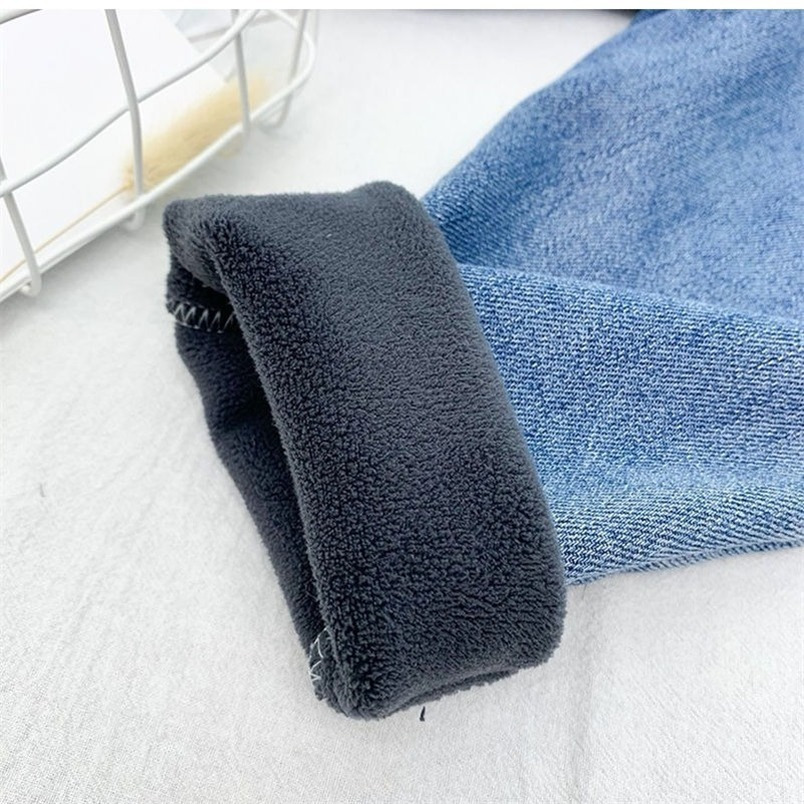 Jeans Oversized children's jeans boys children's clothing blue denim pants casual black thick wool Trousers warm winter pants slacks Versati