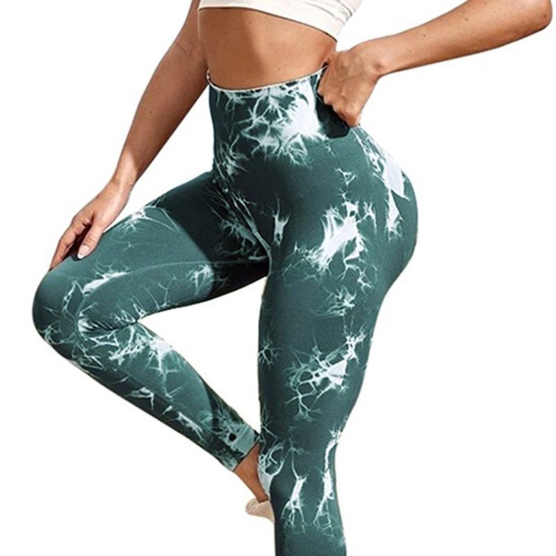 Yoga Outfits Seamless Tie Dye Leggings Women Sexy Fitness Gym Legging Push up High waist Sport Pants Clothing 230406