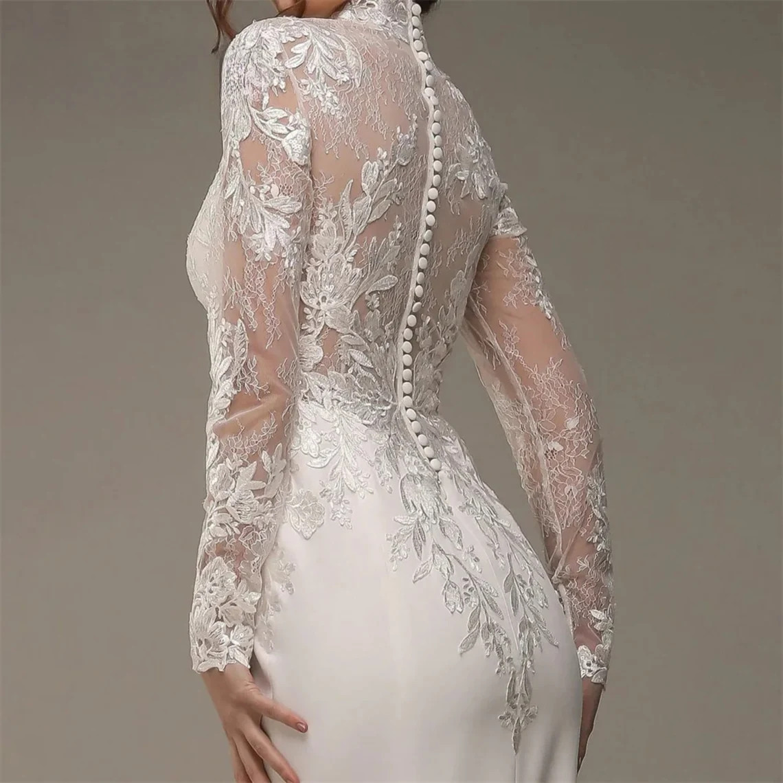 V Neck Wedding Dress Ruched Long Sleeveless Bridal Gowns Floor Length Bride Dress Robe De Novia 2024 Floral Lace