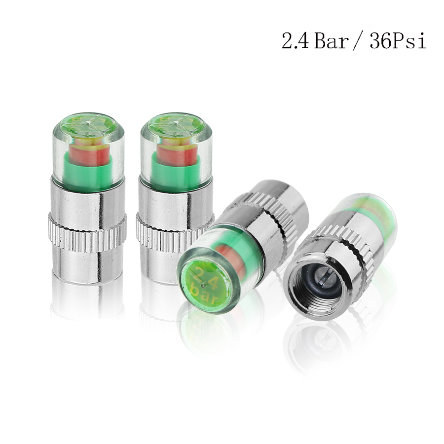 AUTO 2.0/2.2/2.4 Bar 30/32 PSI Car Tire Pressure Monitor Pressure Gauge Cap Sensor Indicator Alert Monitoring Tools Kit 4pcs/Lot