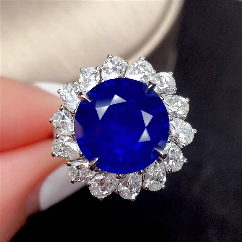 Round Sapphire Chocker Necklace 925 Sterling Silver Diamond Wedding Pendants Necklace For Women Bridal Party Jewelry