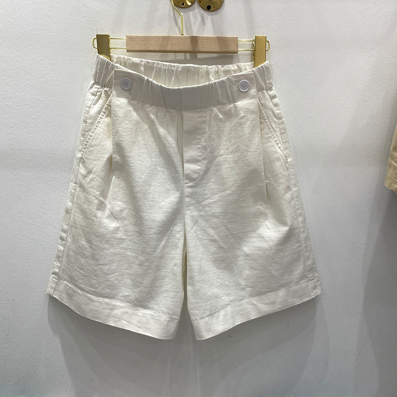 Women's Shorts Women's Summer Shorts Elastic Waist Knee Length Pants Sports Casual High Waist Shorts 100% Cotton Female Student 230406