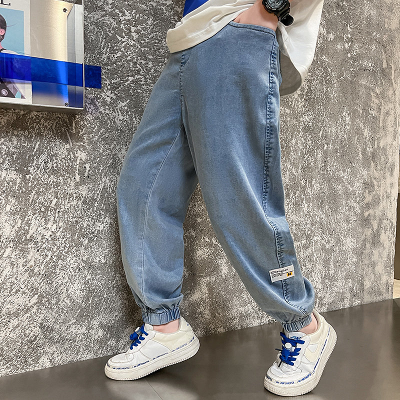 Jeans Summer Boys' Arrival in Korea Thin Full Length Leisure Mosquito Proof Pants High Quality Children's School Solid Trousers 230406