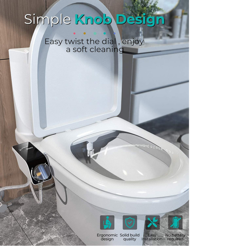 Bathroom Shower Heads Bidet Attachment UltraSlim Toilet Seat Double Nozzle Spiral Adjustable Water Pressure NonElectric Ass Sprayer With Hose L2684 - view 3