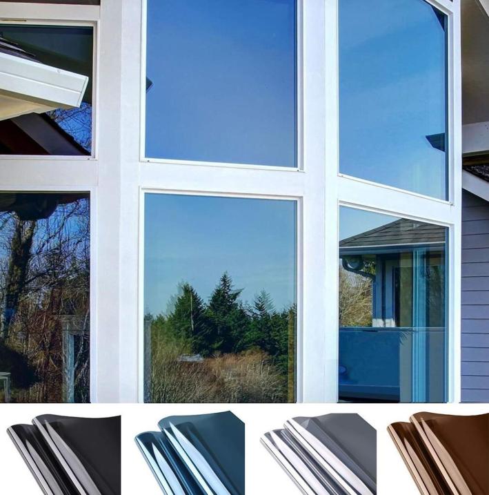 Window Privacy Film Sun Blocking Mirror Reflective Tint One Way Heat Control Anti UV Window Stickers for Home and Office