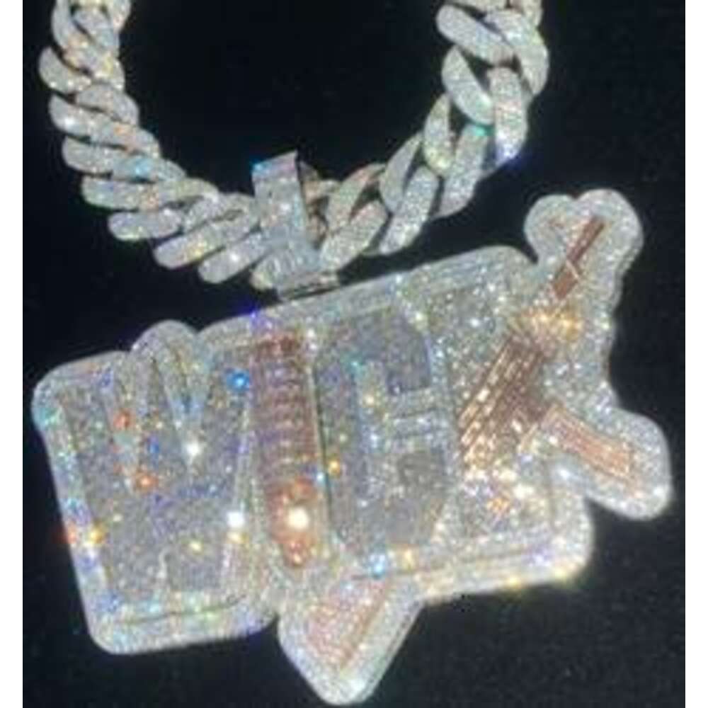 Custom Sterg Sier VVS Moissanite Hip Hop Mens Jewelry Iced Out Necklace moissanite Pendant