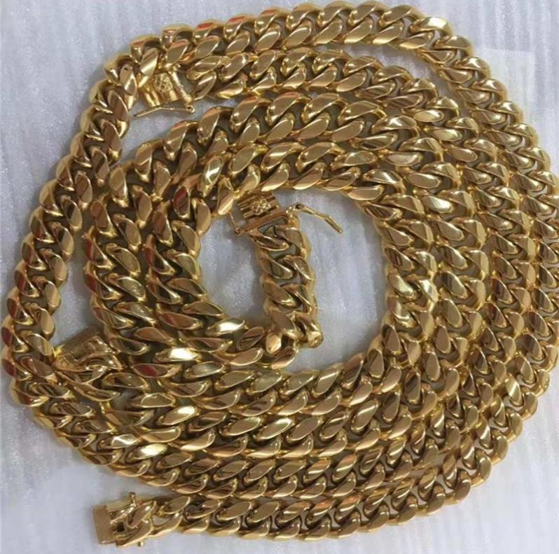 Width 681012mm 182426inch Stainless Steel Yellow Gold Plated Cuban Chain Necklace for Men Women Punk Jewelry