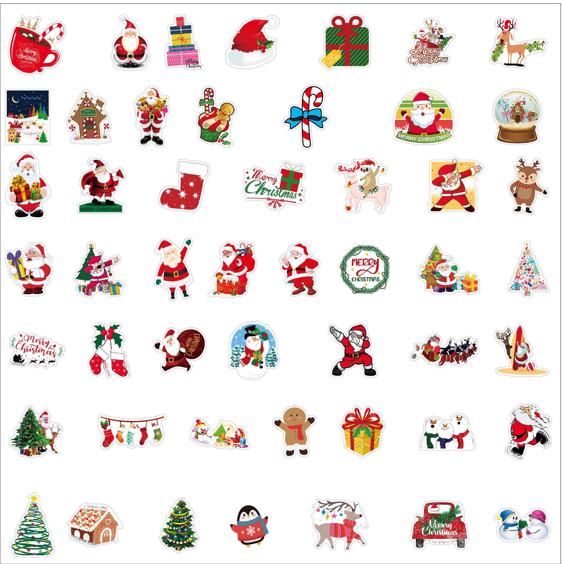50pcs/lot Christmas Holiday DIY Stickers Posters Graffiti Skateboard Snowboard Laptop Luggage Motorcycle Bike Home Decal Gifts for Kids