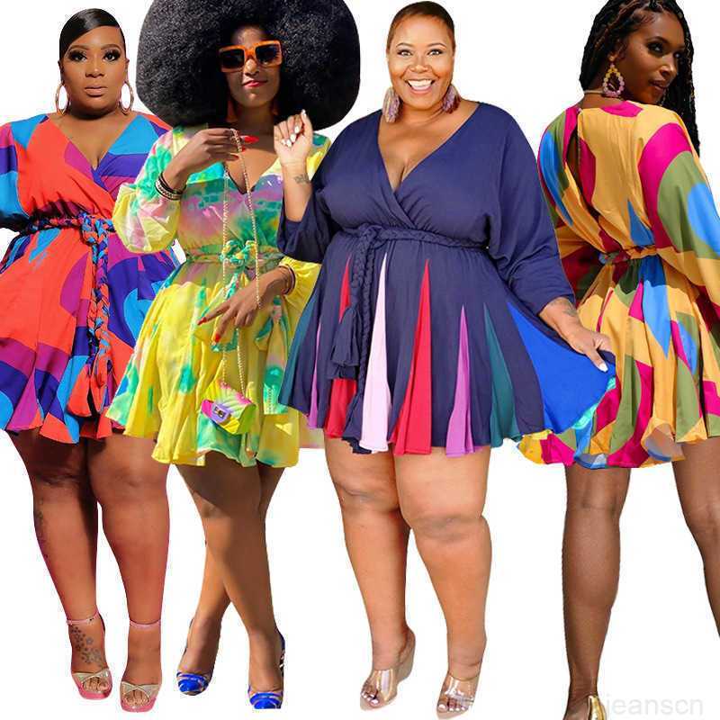 women clothing printed V-neck sexy woven swing skirt with belt large women's dress plus size, Mix colours or leave a message
women clothing printed V-neck sexy woven swing skirt with belt large women's dress plus size, Mix colours or leave a message