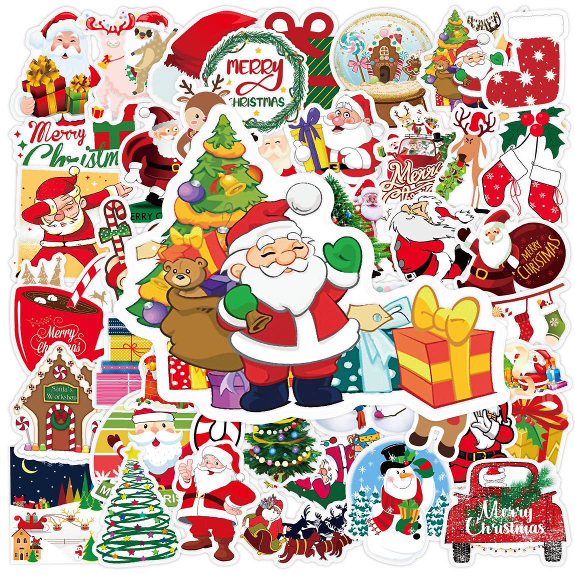 50pcs/lot Christmas Holiday DIY Stickers Posters Graffiti Skateboard Snowboard Laptop Luggage Motorcycle Bike Home Decal Gifts for Kids