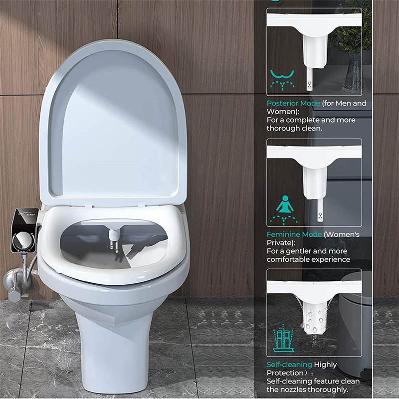 Bathroom Shower Heads Bidet Attachment UltraSlim Toilet Seat Double Nozzle Spiral Adjustable Water Pressure NonElectric Ass Sprayer With Hose L2684 - view 5
