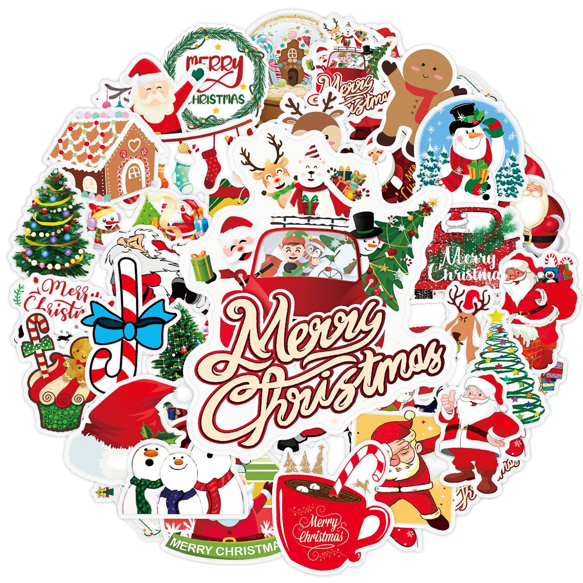 50pcs/lot Christmas Holiday DIY Stickers Posters Graffiti Skateboard Snowboard Laptop Luggage Motorcycle Bike Home Decal Gifts for Kids