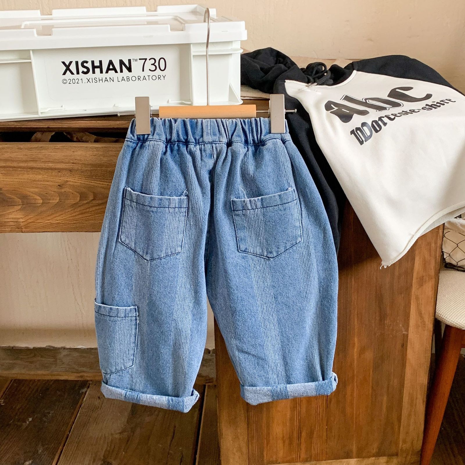 Jeans Spring girls boys casual jeans baby pants children denim Trousers 230406