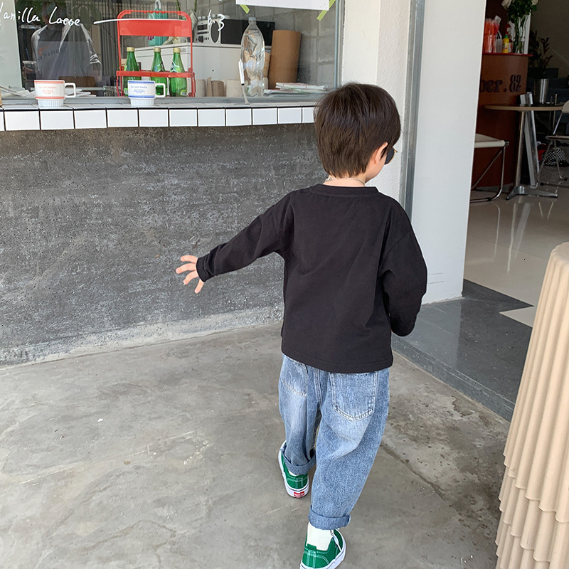 Jeans Autumn Boys' Retro Style Casual Jeans 2-8 Year Children's Beach Wash Loose Fit Full Pair Jeans 230406