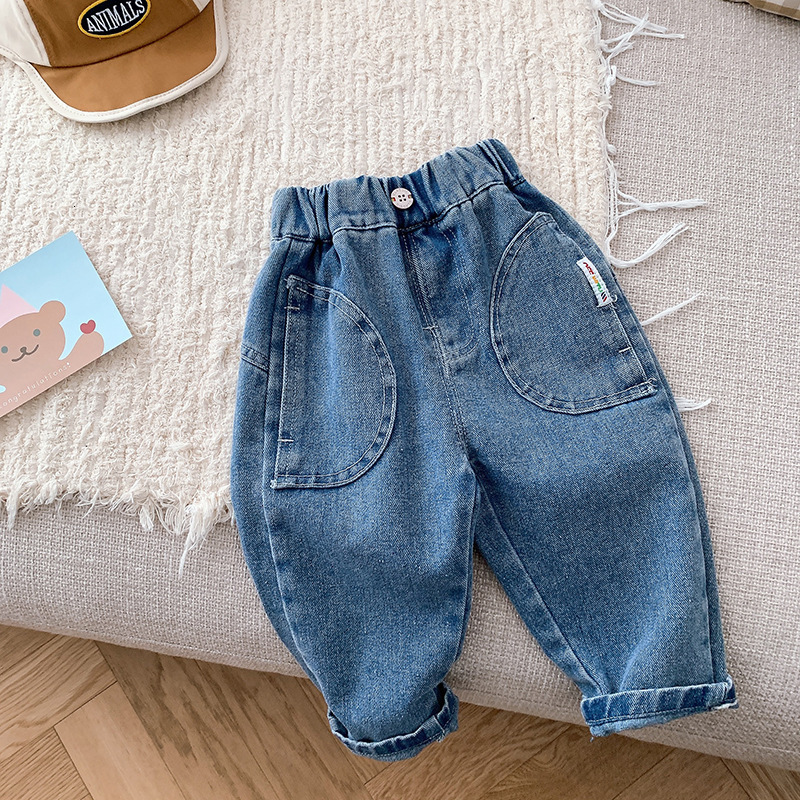 Jeans Spring Boys Jeans Korean Style Kids Solid Loose denim Pants Casual Trousers 230406