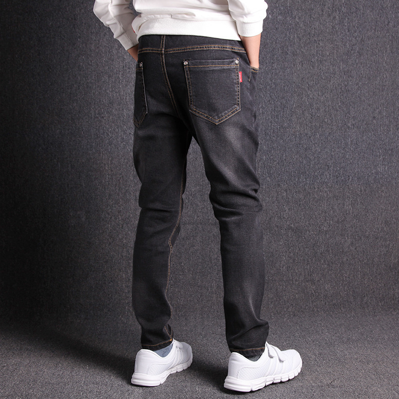Jeans 3-18T Boys' Jeans Spring Summer Autumn Youth Loose Elastic Casual Solid Children's Clothing Jeans High Quality 230406