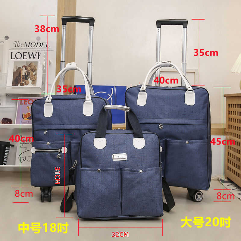 New trolley bag women's large capacity luggage bag hand luggage bag folding travel storage bag universal wheel Backpack