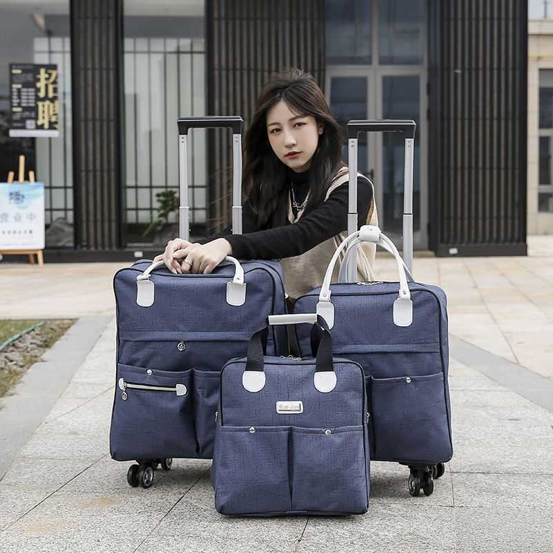 New trolley bag women's large capacity luggage bag hand luggage bag folding travel storage bag universal wheel Backpack