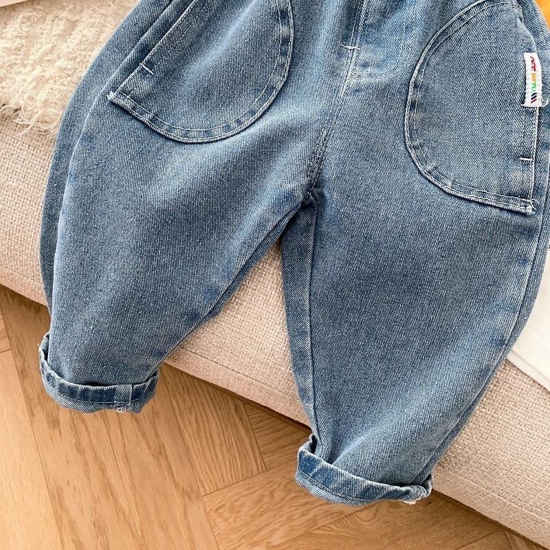 Jeans Children's boys' jeans 0-6 years children's goods denim pants solid color elastic waist loose Trouser bottom Korean style spring 
