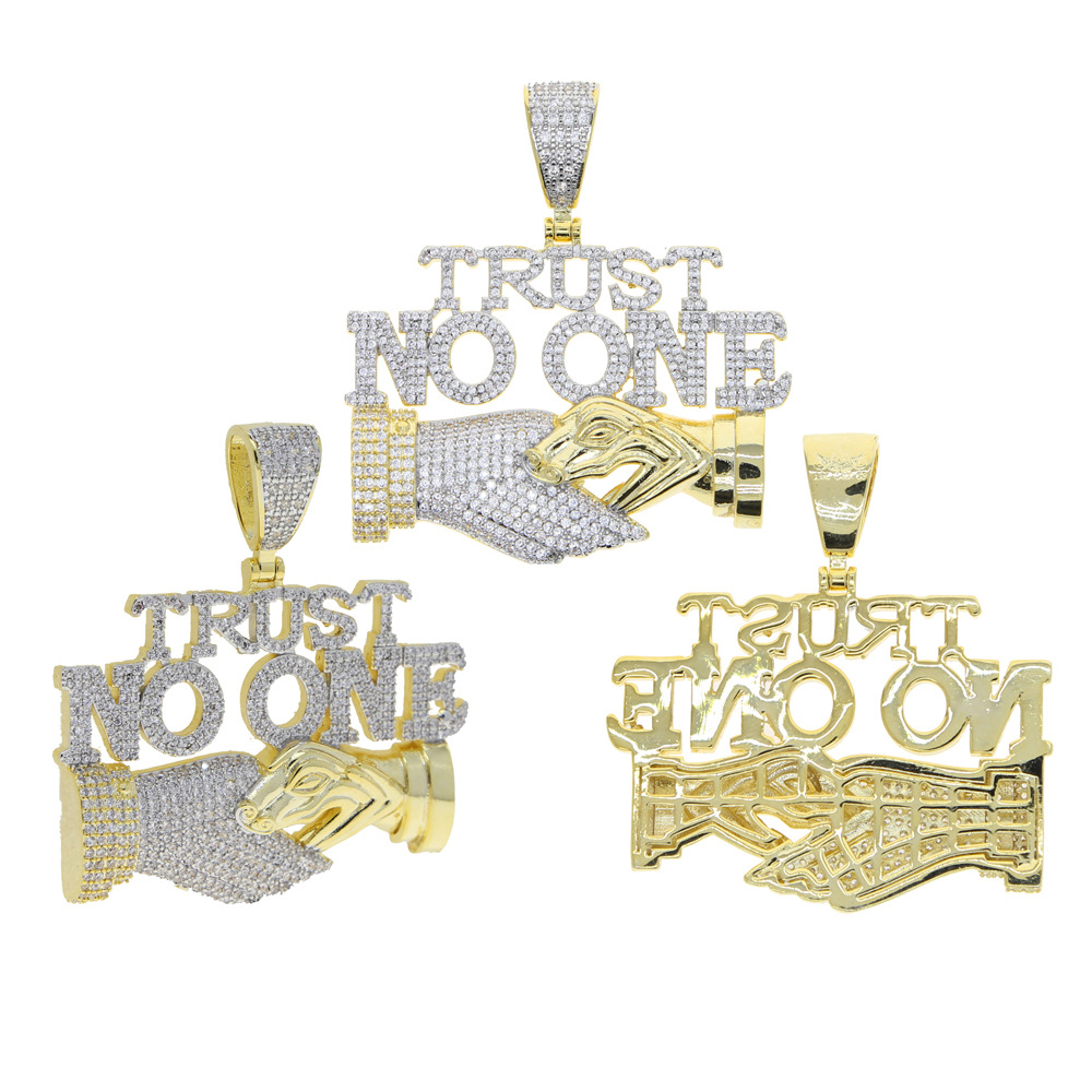 Hip Hop TopBling Mens Street Rap Jewelry Pendant Necklace Full 5A Zircon 18k Real Gold Plated