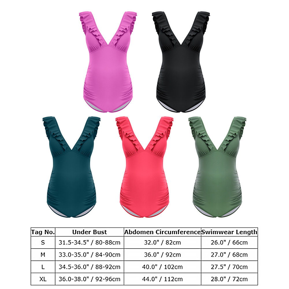 Maternity Swimwears Maternity Swimsuit Ruffle V Neck Swimwear Lace Up Back Bathing Suit Monokini Maternity Beach Bikini SPA 230404