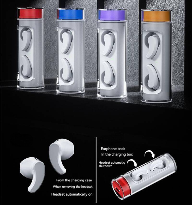TWS 5.3 PRO T6 Earbuds Rotating Spacecraft Transparent Bluetooth Earphones Wireless Bluetooth headset with charging box