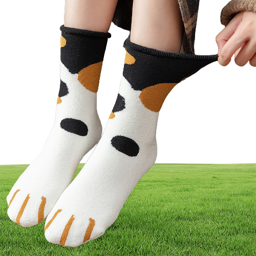 Socks autumn and winter womens curled cotton terry socks pregnant womens old peoples loose mouth cats claws cartoon thickened and