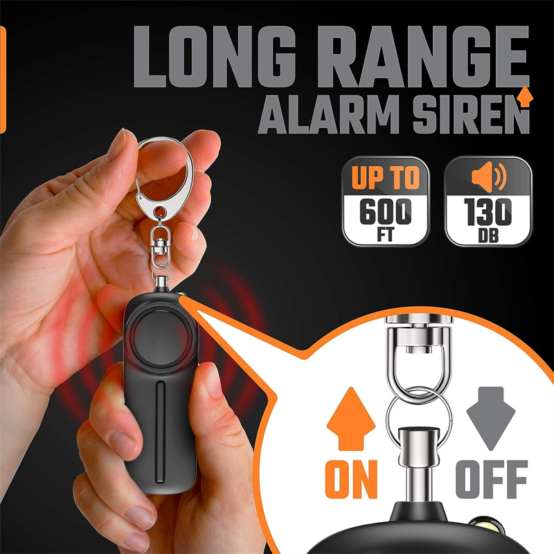 130db Safe Sound Personal Alarm Keychain Bright LED Light Self_Defense Emergency Alert Key Ring For Women Children Girls Elderly