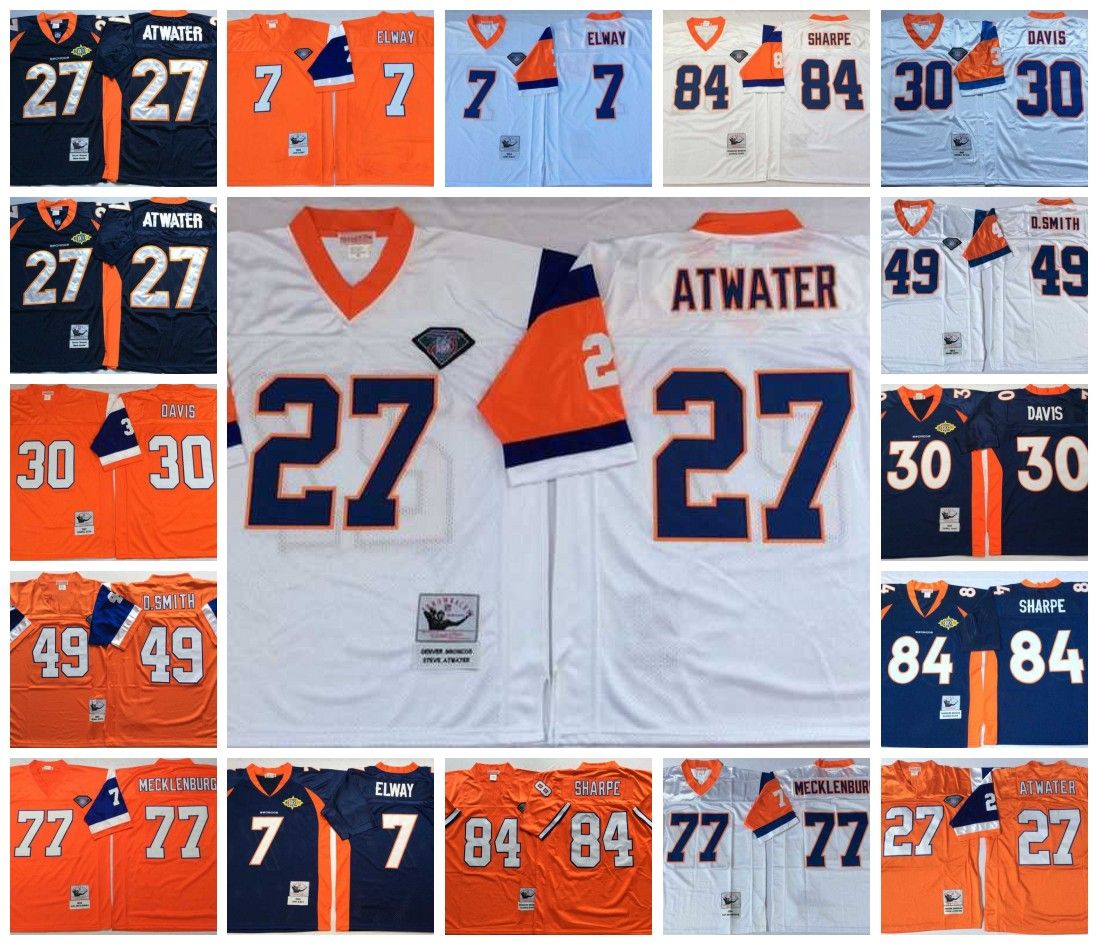 NCAA Vintage Retro 75th 30 Terrell Davis Jerseys 84 Shannon Sharpe 49 Dennis Smith 7 John Elway Karl Mecklenburg 27 Steve Atwater Jersey College Football