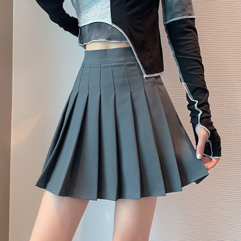 Skirts Lucifer Solid Pleated Skateboard Women's Fashion High Waist Prep Style Mini Skateboard Women's Korean Fashion Street A-line Skateboar