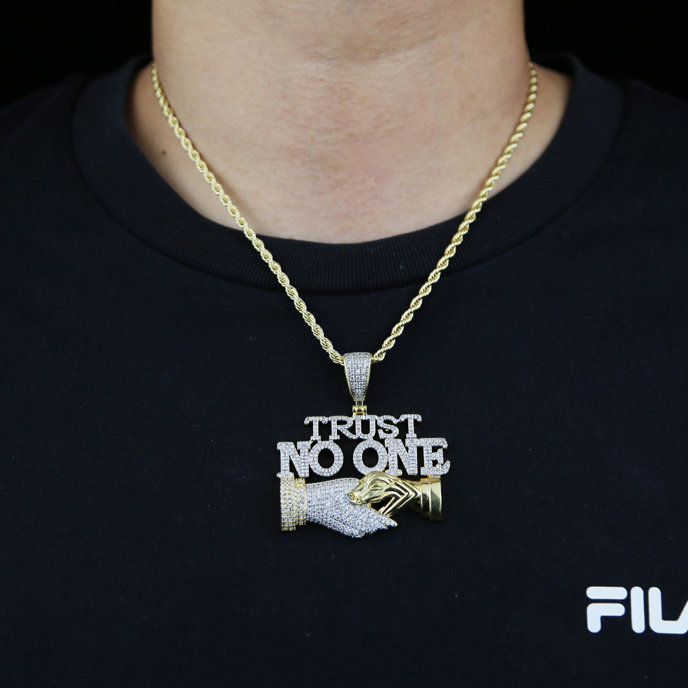 Hip Hop TopBling Mens Street Rap Jewelry Pendant Necklace Full 5A Zircon 18k Real Gold Plated