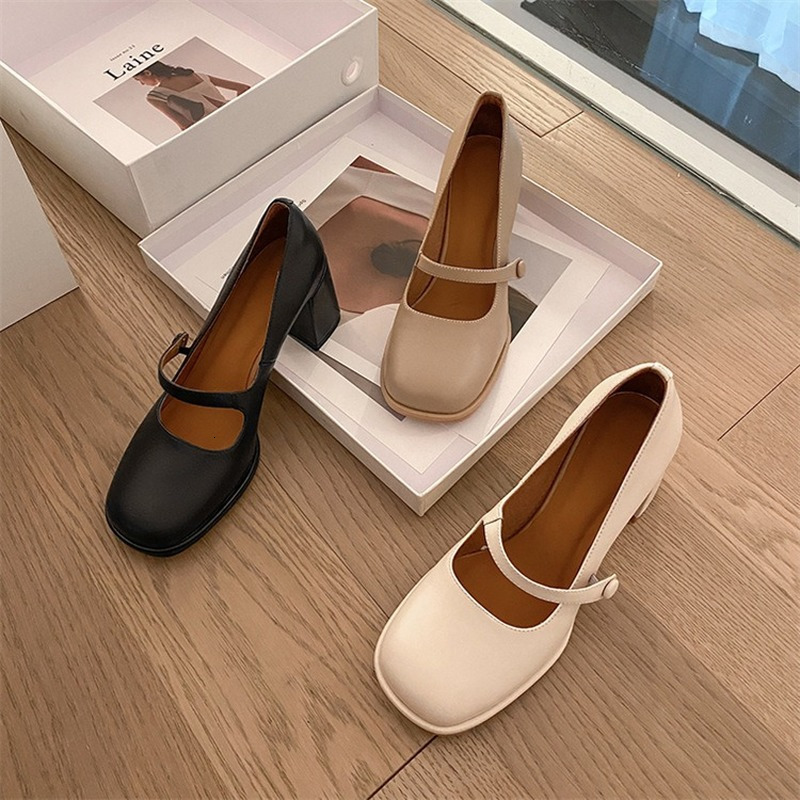 Dress for High Round Toe with Chunky New Mary Jane Shoes Heels Women 230404