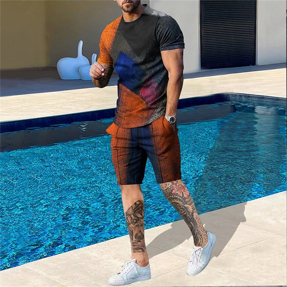 Men's Tracksuits Men Tracksuit 3D Printed T Shirt Shorts Sportswear Mens Clothing Suit Man Oversized Jogger Casual Set Summer Streetwear Suit 230