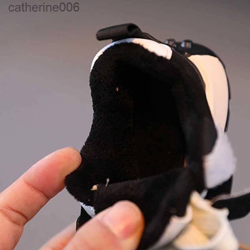 Sneakers Winter New Boys Girls Plush Sneakers For Kids Casual Sports Shoes Baby Toddler Warm Cotton Shoes Child Running Shoes Size 21-30L231106