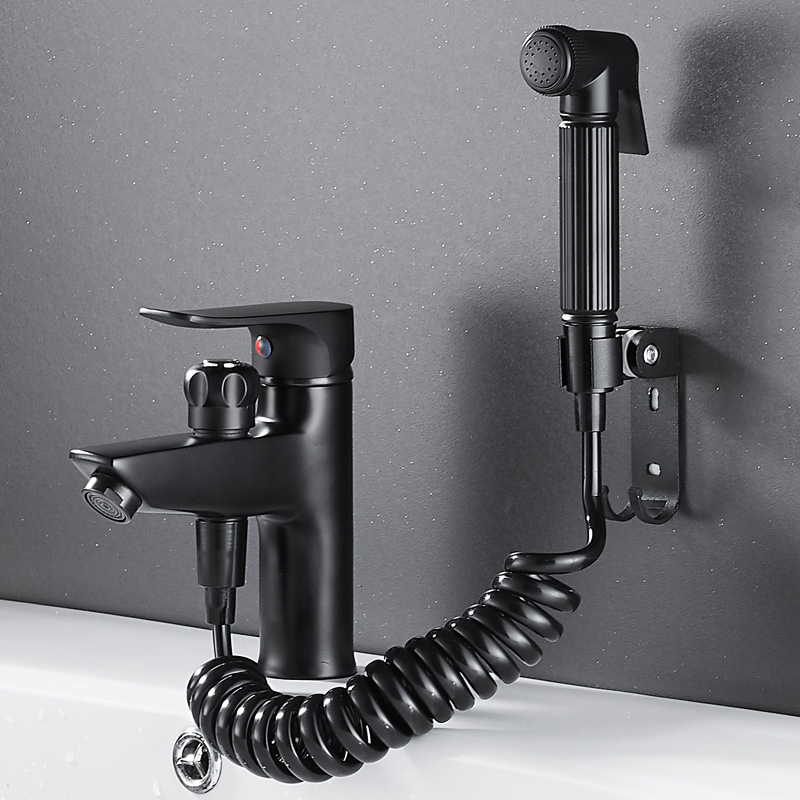 Bathroom Sink Faucets 2 in 1 Basin Faucet Brass Handheld Toilet Bidet Sprayer Cold and Water Mixer Bathtub Tap with Shower Set 230406