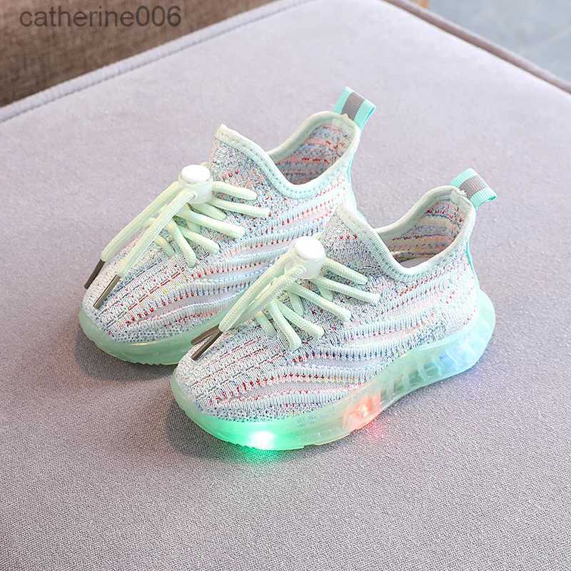Sneakers Size 21-30 LED Baby Luminous Shoes Boys Glowing Children Sport Sneakers for Kids Girls Breathable Toddler Shoes Led Flash LightsL231106